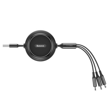 Nosūtītais kabelis 3in1 USB Microusb iPhone Lightning USB-C 3.5A 35cm 120cm melns