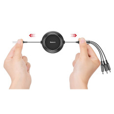 Nosūtītais kabelis 3in1 USB Microusb iPhone Lightning USB-C 3.5A 35cm 120cm melns