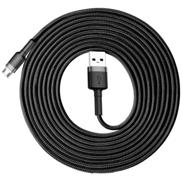 Izturīgs neilona kabelis USB microusb 2a 3m melns un pelēks