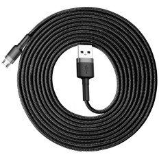 Durable Nylonkabel USB Microusb 2A 3M schwarz und grau