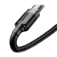 Slitesterkt nylonkabel USB MicroUSB 2A 3M svart og grått