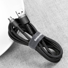 Slitesterkt nylonkabel USB MicroUSB 2A 3M svart og grått