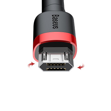 Izturīgs neilona kabelis USB microUSB 2A 3M Black-Red Cable