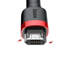 Izturīgs neilona kabelis USB microUSB 2A 3M Black-Red Cable