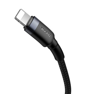 Izturīgs neilona kabelis USB-C kabelis PD iPhone zibens 18W QC3.0 1m melnā pelēka