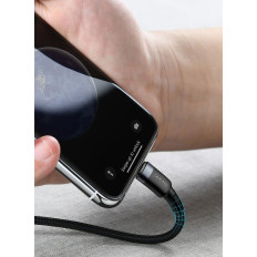 Izturīgs neilona kabelis USB-C kabelis PD iPhone zibens 18W QC3.0 1m melnā pelēka