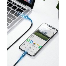Izturīgs neilona kabelis USB-C kabelis PD iPhone zibens 18W QC3.0 1m melnā pelēka