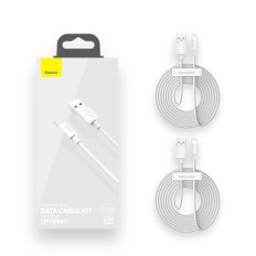 2x USB-kabel iPhone Lightning Snabb laddning Strömförsäljning 1,5 m Vit