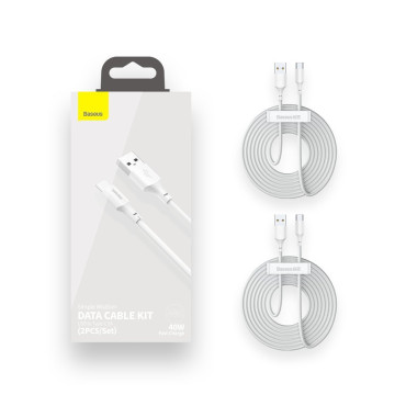 2x USB-C kabelis Ātrā iekraušanas jauda Piegāde Ātrā maksa 40W 5 A 1,5 M balta