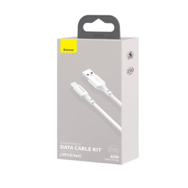 2x Cable USB-C Cable de carga rápida Entrega rápida CARGA RÁPIDA 40W 5 A 1,5 m blanco