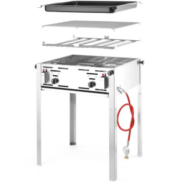 Gril à gaz avec poêle Grill Master Maxi 590x480mm 11.6kW - Hendi 154717