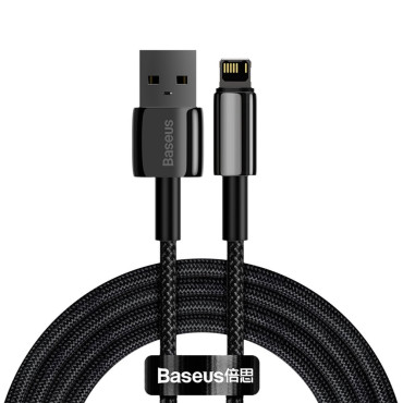 Spēcīgs kabeļu kabelis USB Transporter iPhone Lightning 2.4 A 2 M melns