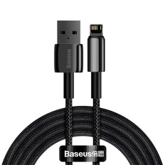 Vahva kaapeli kaapeli USB-kuljettaja iPhone Lightning 2.4 2 m musta