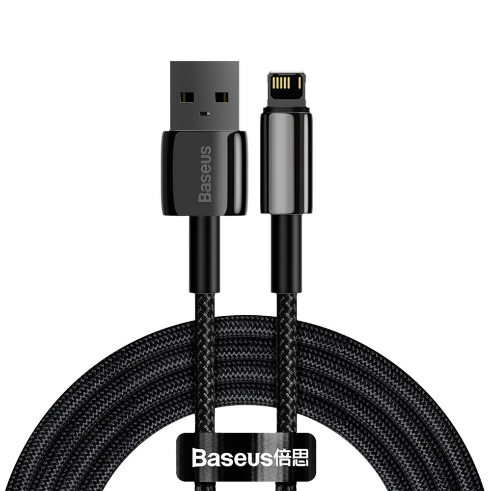 Spēcīgs kabeļu kabelis USB Transporter iPhone Lightning 2.4 A 2 M melns