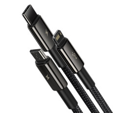 Kabelis 3in1 USB kabelis USB-C iPhone zibens microusb 3.5 1,5 m melns