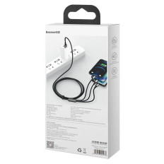 Kabelis 3in1 USB kabelis USB-C iPhone zibens microusb 3.5 1,5 m melns