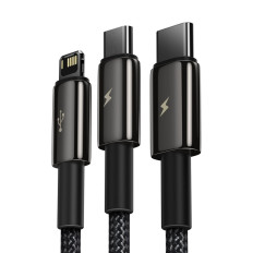 Kabelis 3in1 USB kabelis USB-C iPhone zibens microusb 3.5 1,5 m melns