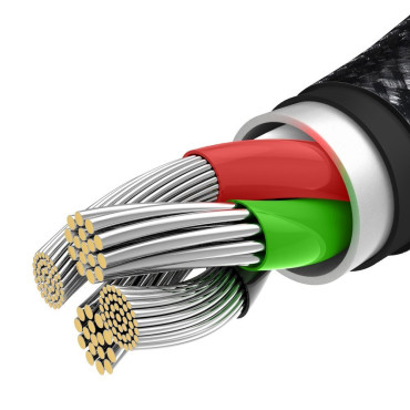 Kabel 3in1 USB kabel USB-C iPhone Lightning Microurourought 3,5 a 1,5 m črna