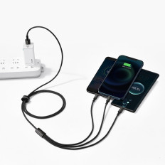 Kabelis 3in1 USB kabelis USB-C iPhone zibens microusb 3.5 1,5 m melns