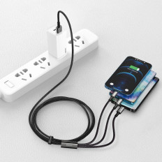 Kabelis 3in1 USB kabelis USB-C iPhone zibens microusb 3.5 1,5 m melns