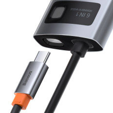 Daugiafunkcinis stebulė 6in1 USB USB-C PD HDMI 3X USB 3.2 RJ45 Gray