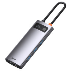 Multifunkcionalno pesto 6in1 USB USB-C PD HDMI 3X USB 3.2 RJ45 Gray