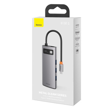 Multifunkcionalno pesto 6in1 USB USB-C PD HDMI 3X USB 3.2 RJ45 Gray