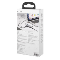 Multifunctionele hub 6in1 USB USB-C PD HDMI 3X USB 3.2 RJ45 GRIJS