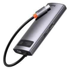 Daugiafunkcinis stebulė 6in1 USB USB-C PD HDMI 3X USB 3.2 RJ45 Gray