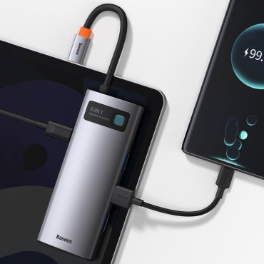 Multifunkcionalno pesto 6in1 USB USB-C PD HDMI 3X USB 3.2 RJ45 Gray