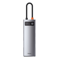 Multifunktionell nav 8in1 USB USB-C PD 100W HDMI SD-kortläsare och microSD 3x USB 3.2 RJ45 Grå