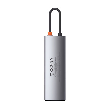 Hub multifuncional 8in1 USB USB-C PD 100W HDMI Leitor de cartão SD e microSD 3x USB 3.2 RJ45 Cinza
