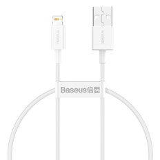 Overlegen kabel USB-kabel iPhone Lightning 2.4A 25cm Hvid