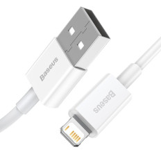 Overlegen kabel USB-kabel iPhone Lightning 2.4A 25cm Hvid