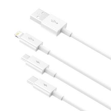 Supérieur 3in1 Câble USB IPhone Lightning USB-C Microusb 3,5 A 1,5 m blanc