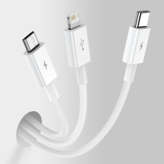 Superior 3IN1 USB-kabel iPhone-bliksem USB-C MIELBRUIM 3,5 A 1,5 m wit
