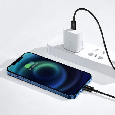 Overlegen kabel USB-C-kabel iPhone Lightning til hurtig opladning 20W 1m sort