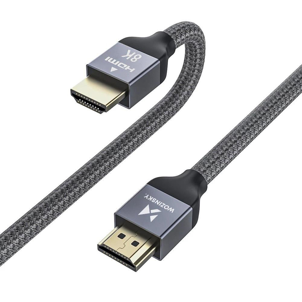 Kábel káblov HDMI 2.1 8K 60 Hz 48 Gbps 4K 120 Hz 2K 144 Hz 3 m Striebro