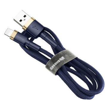 Izturīgs neilona kabelis USB kabelis iPhone Lightning QC3.0 1.5A 2m zils