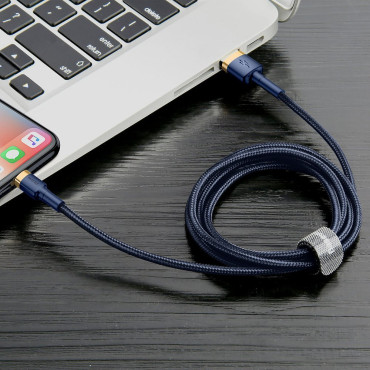 Ανθεκτικό νάιλον καλώδιο USB καλώδιο Iphone Lightning QC3 1.5 1.5A 2M μπλε