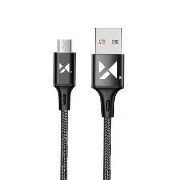 Stiprus kabelių viela USB "Microusb" 2.4A 1m juoda pirštinė