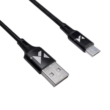 Forte filo cavo nel guanto nero USB MicroUsb 2.4a 1m
