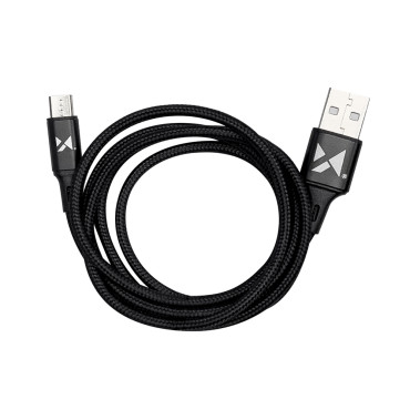 Tugev kaabel-traat USB-mikrouras 2.4a 1m must kinnas