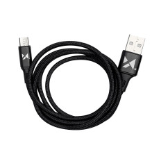 Tugev kaabel-traat USB-mikrouras 2.4a 1m must kinnas