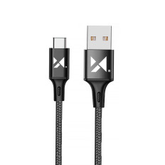Alambre de cable fuerte en USB USB-C 2.4A 1M negro