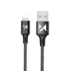 Kabeļu USB kabelis iPhone zibens 2.4a 1m melns