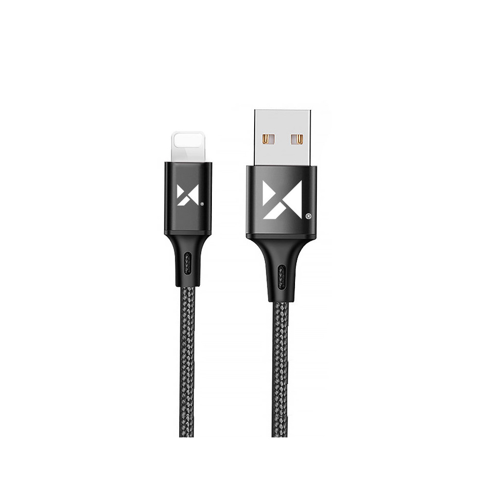 Kabeļu USB kabelis iPhone zibens 2.4a 1m melns