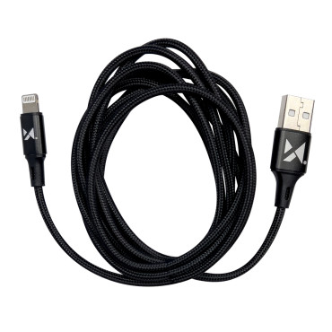 Kabeļu USB kabelis iPhone zibens 2.4a 1m melns