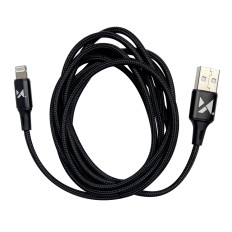Kabeļu USB kabelis iPhone zibens 2.4a 1m melns