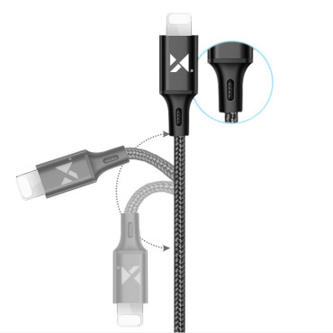 Kabeļu USB kabelis iPhone zibens 2.4a 1m melns